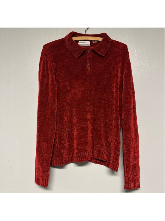 Alfred Dunner Tops - Women's Alfred Dunner size medium Petite Red Chenille Quarter-Zip Sweater